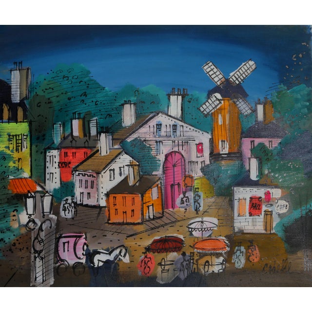 Windmill 1, Charles Cobelle Acrylic on Canvas, Signed Lower Right For Sale