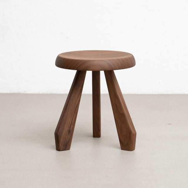 Not Yet Made - Made To Order Mid-Century Modern Walnut Meribel Stool from Charlotte Perriand For Sale - Image 5 of 14