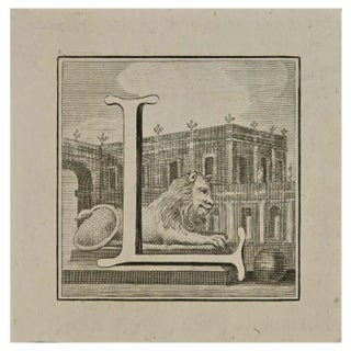 Luigi Vanvitelli, Letter of the Alphabet L, Etching, 18th Century For Sale