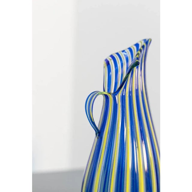 Mid-Century Modern Vintage Yellow & Blue Murano Glass Vase by Paolo Venini, 1950s For Sale - Image 3 of 5