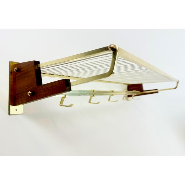 Mid-Century Teak and Brass Plated Coat Rack, 1960s For Sale - Image 17 of 17