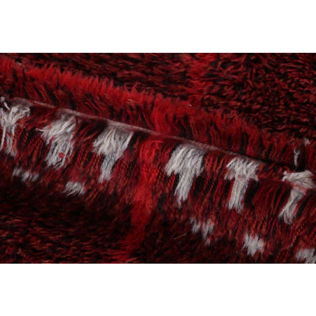 Vintage Swedish Rya Rug With Red Geometry and Ivory Accents - Rug & Kilim For Sale In New York - Image 6 of 8