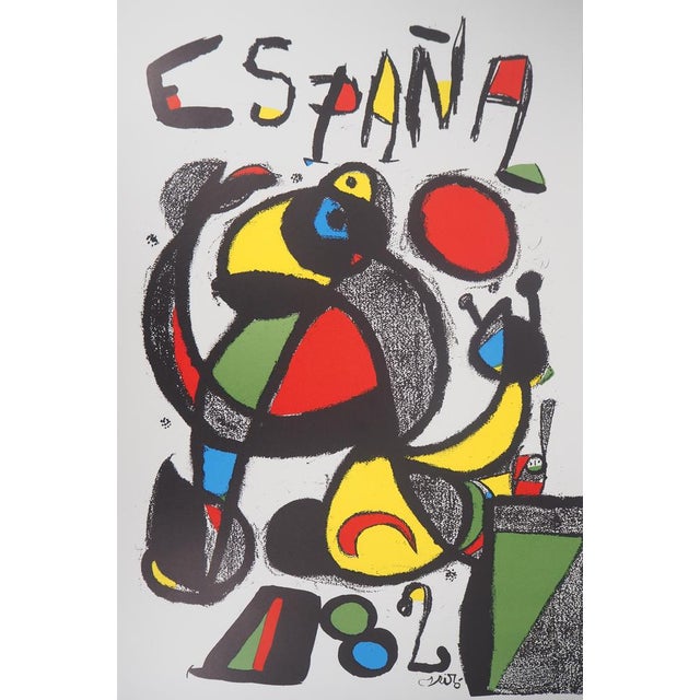 Joan miro (1893-1983) world cup: spain 1982 original color lithograph signed in the plate on poster paper 60 x 95 cm...