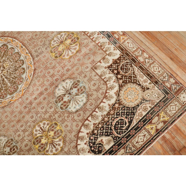 Textile Zabihi Collection Brown Floral Turkish Intermediate Square Rug For Sale - Image 7 of 8