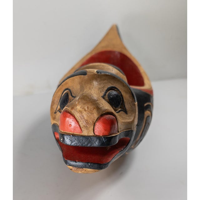 Late 20th Century Northwest Coast Native American Style Carved Wood Feast Bowl For Sale In New York - Image 6 of 13