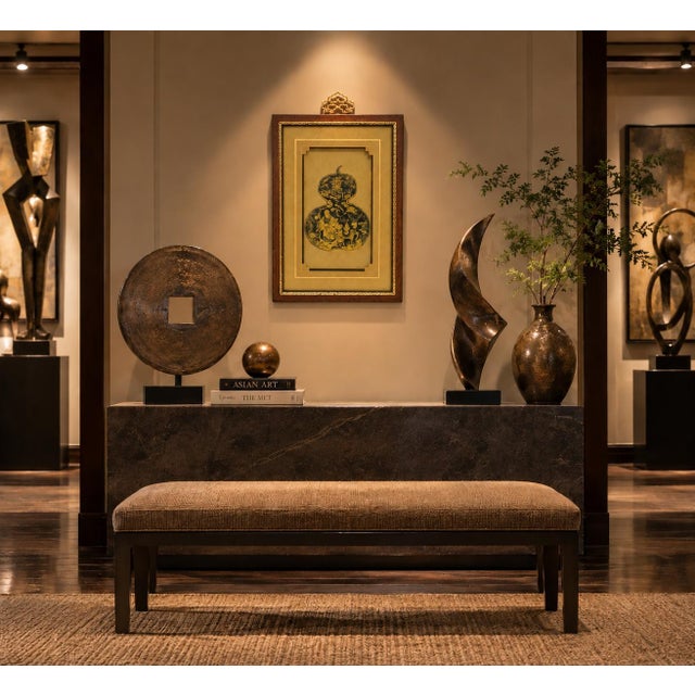 Chinese Vintage Asian Wall Art Shadow Box Brass Hardware Longevity Gourd For Sale - Image 3 of 11