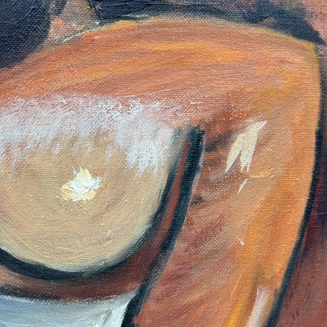 Signed Original Cubist-Style Oil Painting For Sale - Image 4 of 10