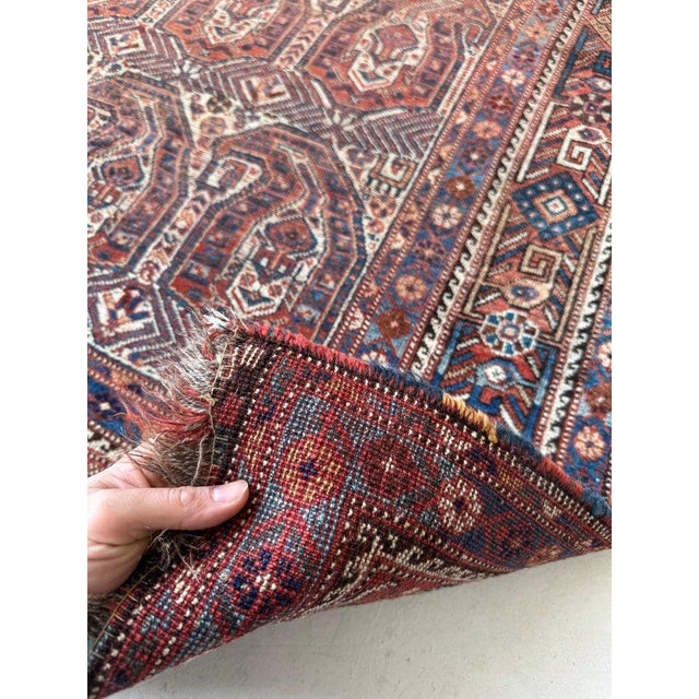 Textile Antique Southwest Khamseh Repeating Circle of Life Boteh Mother-Child Motifs Rug 4.2 x 6.2 For Sale - Image 7 of 11