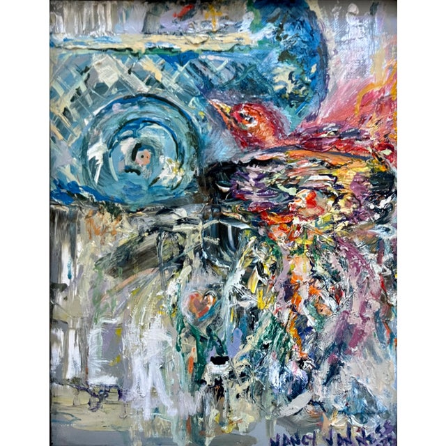 Impressionist "Bird on Its Ladder", Framed, Oil Painting, Aviary Art For Sale - Image 3 of 9