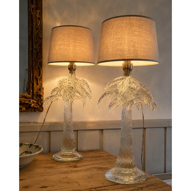 Monumental Italian Sculptural Palm Tree Glass Table Lamps, 1970s, Set of 2 For Sale - Image 8 of 8