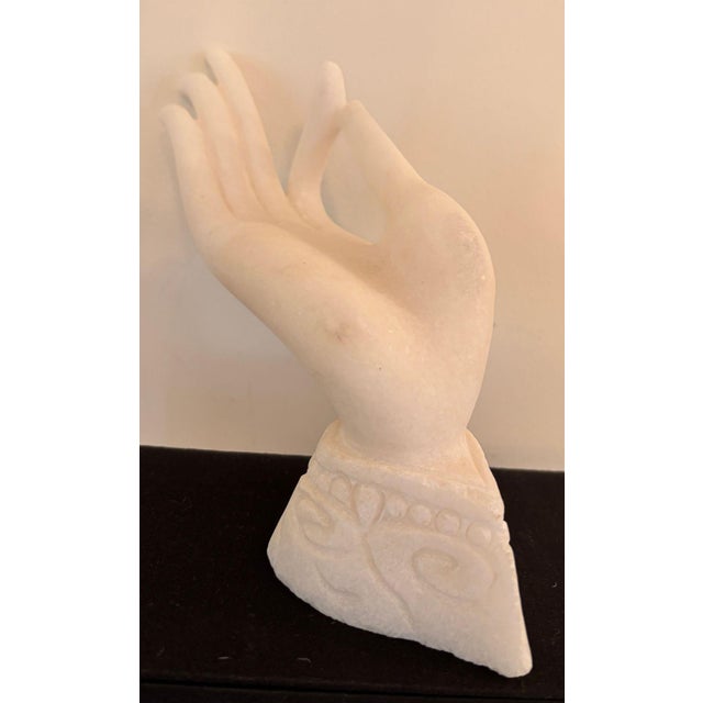 Vintage Alabaster Gyan Mudra Buddha Meditation Hand Sculpture in Box For Sale - Image 12 of 14