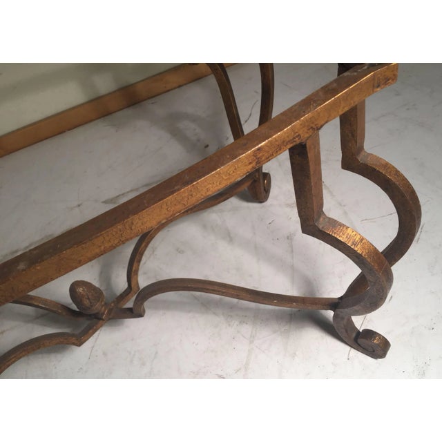 Metal Gilt Wrought Iron Maison Ramsay Coffee Table Frame with Acorn Finial For Sale - Image 7 of 9