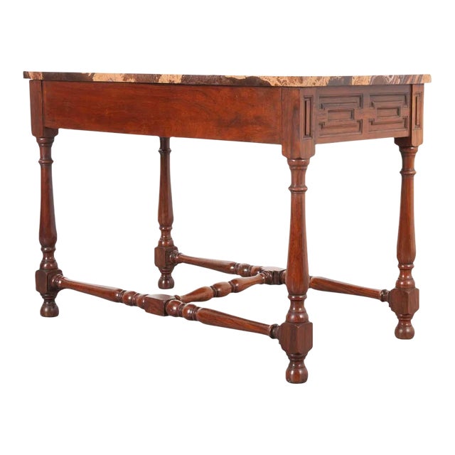 English 19th Century Rosewood & Marble Center Table For Sale
