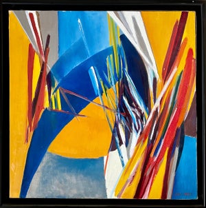 Roberto Lauro, Large Colorful Abstract Expressionist Swiss Oil Painting Robert Lauro, 1967
