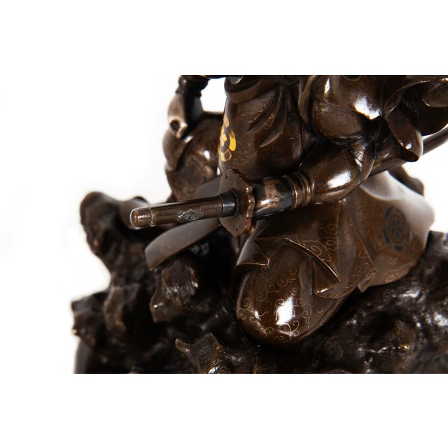 Antique Japanese Meiji Period Bronze Sculpture Okimono of Samurai Warrior For Sale - Image 14 of 18