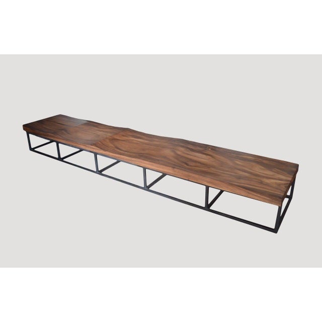 Andrianna Shamaris Single Slab Suar Wood Long Wave Bench For Sale In New York - Image 6 of 18