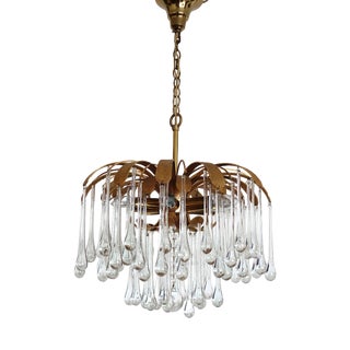 Brass and Crystal Drop Chandelier from Palwa, 1960s For Sale