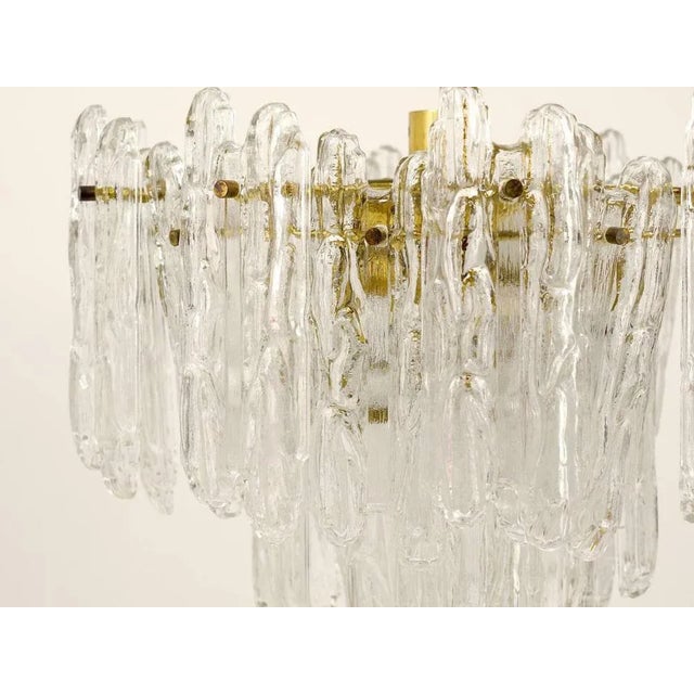 Gold Icicle Brass Ice Glass Chandelier attributed to Kinkeldey, Germany, 1960s For Sale - Image 8 of 11