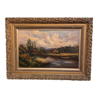 Early 20th Century Oil on Canvas "Over the River" For Sale
