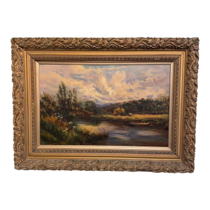 Early 20th Century Oil on Canvas "Over the River"