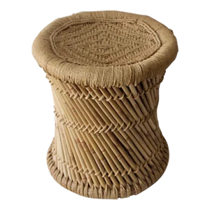Wicker Pencil Reed Style Stool or Side Drinks Table