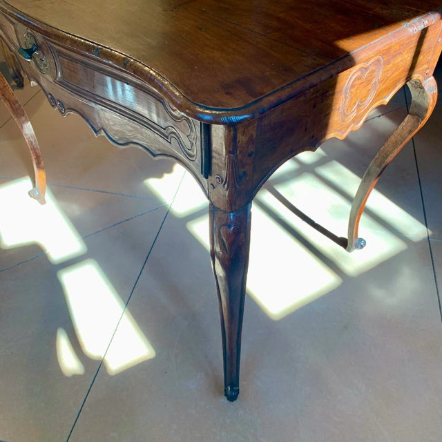 French Provincial Louis XV Period Carved Walnut Writing Table or Side Table For Sale - Image 10 of 13