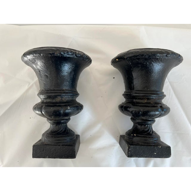 Traditional Late 20th Century Cast Iron Planters - a Pair For Sale - Image 3 of 6
