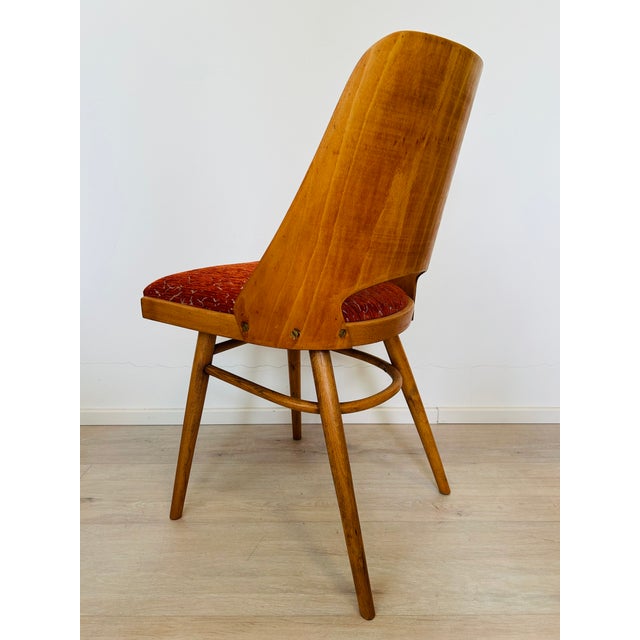 Red Mid-Century Modern Dining Chair by Radomír Hofman for Ton, 1950s For Sale - Image 8 of 13