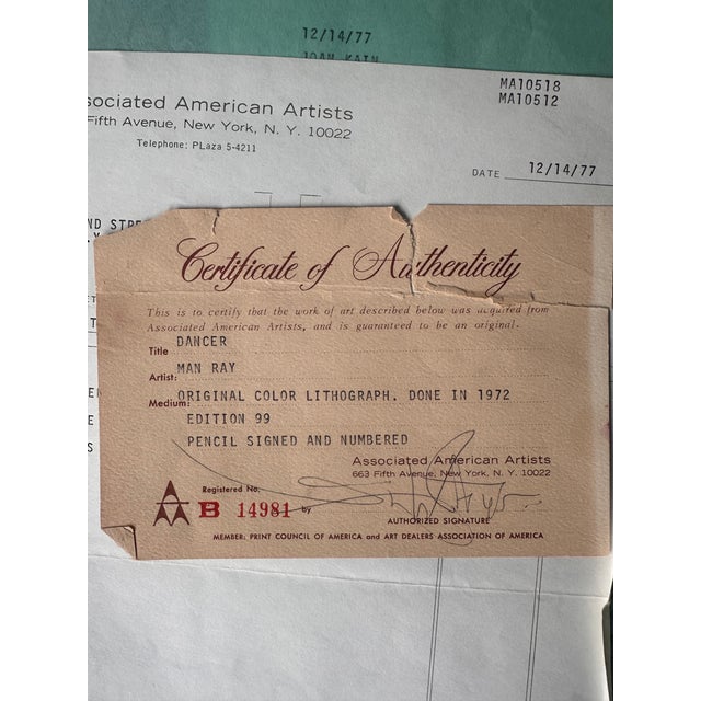 Man Ray- Dancer/Danger, 1972, Signed/Numbered/Framed With Mat, With Provenance For Sale - Image 9 of 9