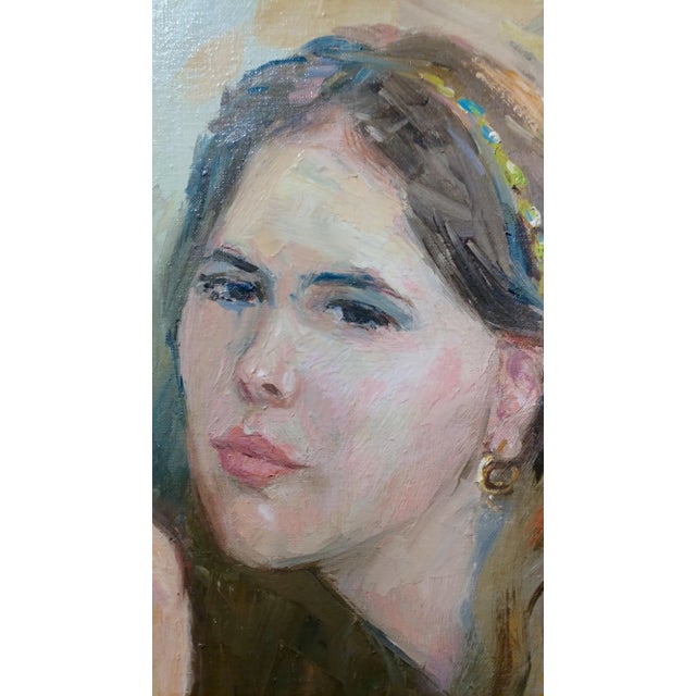 Woman Holding a Cigarette Original 1967 Oil Painting by Sam Harris For Sale - Image 5 of 10