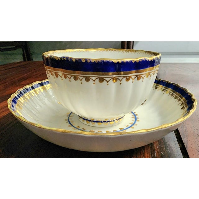 Late 18th Century Antique 18th Century Fine English Derby Scallop Cup and Saucer Set For Sale - Image 5 of 11