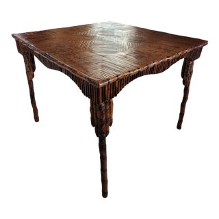 1920s Art Deco Bamboo Square Game and Breakfast Table For Sale