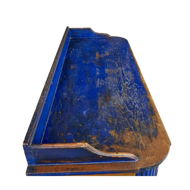 Blue 19th Century Swedish Pine Ragwork Painted Kitchen Cupboard, 1880s For Sale - Image 8 of 12