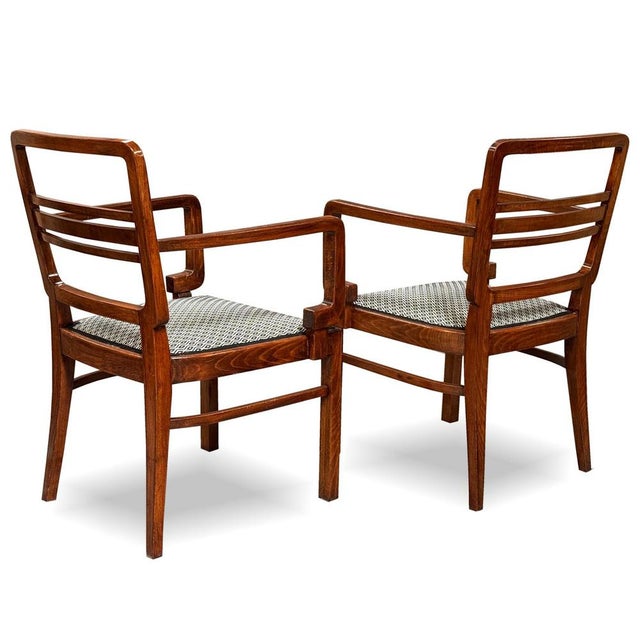 Art Deco Walnut Armchairs, Bohemia, 1930s, Set of 2 For Sale - Image 3 of 7