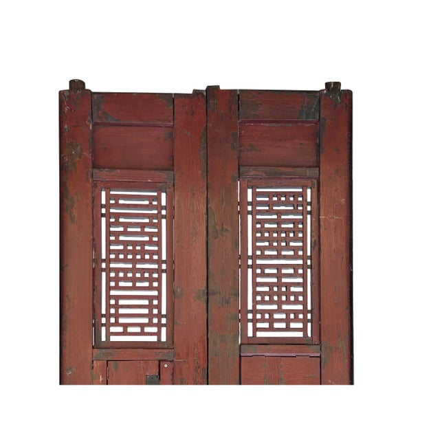 Pair Vintage Chinese Brown Fujian Style Carving Wood Wall Door Panels For Sale - Image 12 of 12