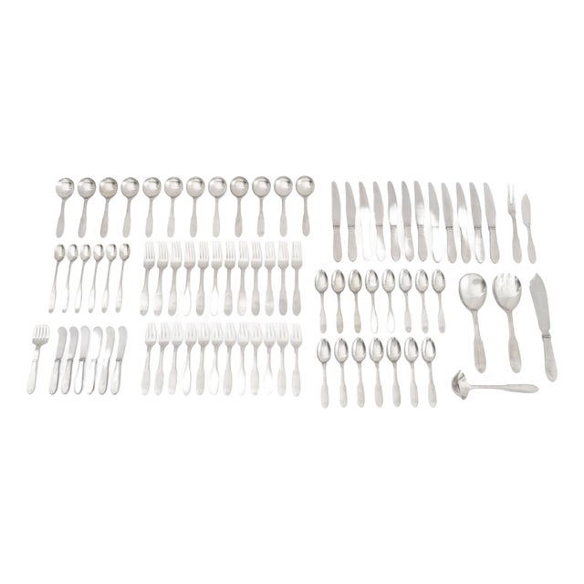 Mid 20th Century Georg Jensen "Mitra" Stainless Steel Flatware, 82 For Sale