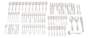 Mid 20th Century Georg Jensen "Mitra" Stainless Steel Flatware, 82