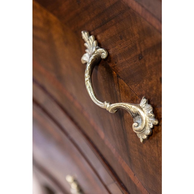 Brown Italian Rococo Style 1900s Marble Top Bombé Commodes with Marquetry - A Pair For Sale - Image 8 of 12