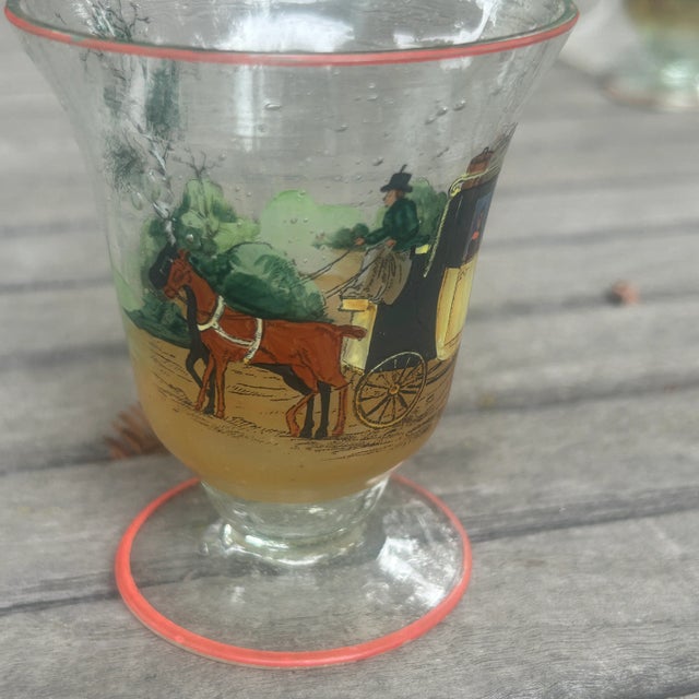 Glass Vintage Horse and Carriage Bullicante Cordial Glasses- Set of 4 For Sale - Image 7 of 10