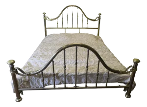 Vintage French Long King Size Brass Bed, 1980