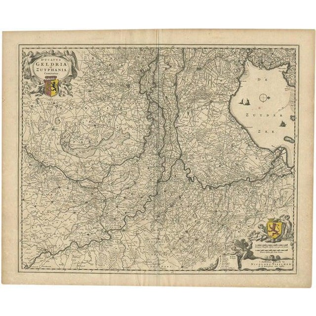 Antique Map of the Dutch Province of Gelderland by Visscher, 1670 For Sale - Image 5 of 5