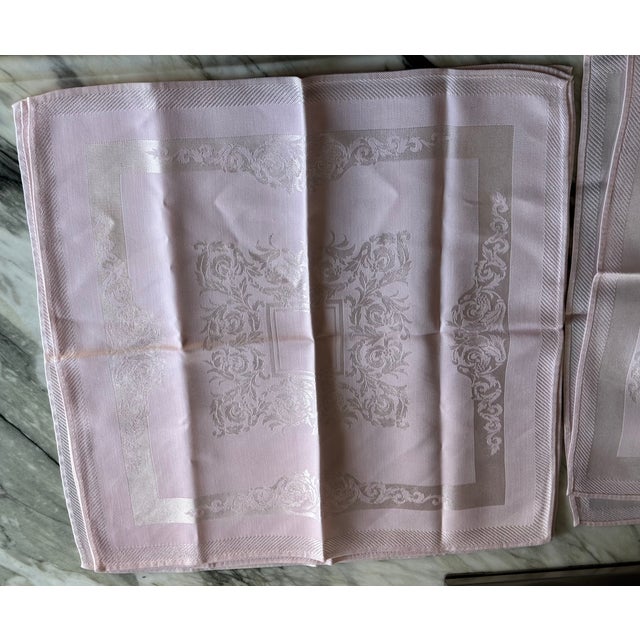 Vintage Fine Damask Pink Napkins - Set of 8 For Sale - Image 10 of 15