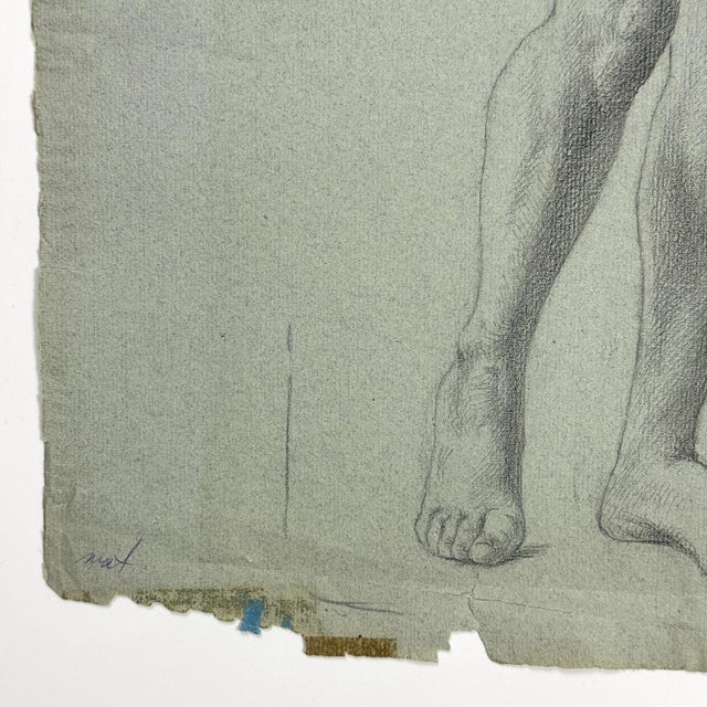 Ludwig Ernst Faber (1855–1913) Antique Neoclassical Female Nude Study, Charcoal on Toned Paper (1890) For Sale - Image 4 of 6