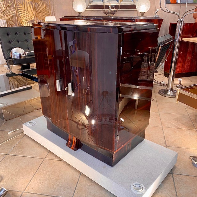 Small Art Deco Macassar Ebony Sideboard with Silvered Bronze Handles, 1930s For Sale - Image 3 of 8