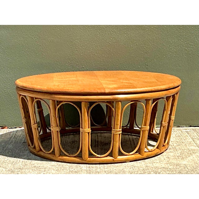 Vintage Looped Rattan Coffee Table For Sale - Image 11 of 12