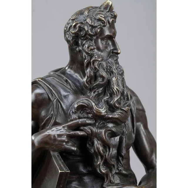 19th Century Napoleon III Marble Inkwell After Michelangelo's Moses For Sale - Image 12 of 18