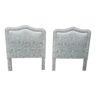 Pair of Vintage Jacquard Upholstered Twin Headboards For Sale