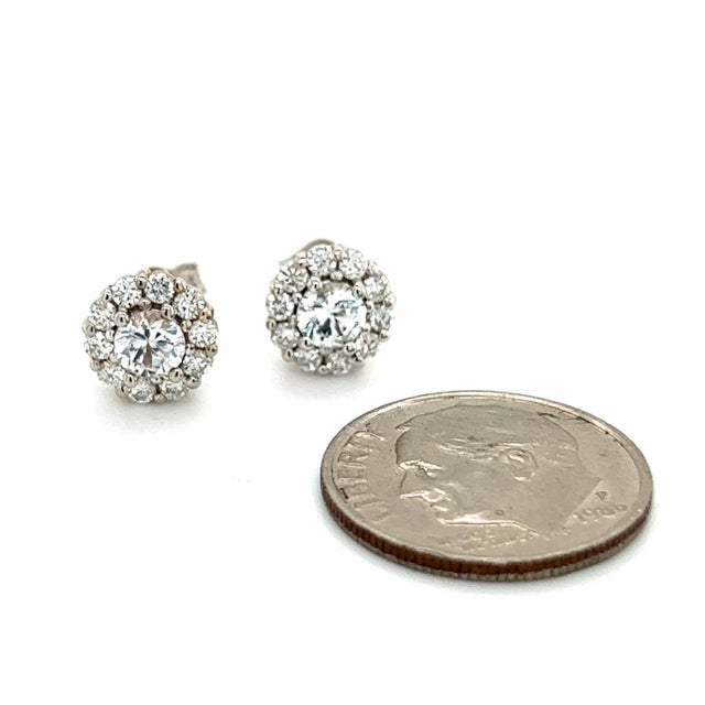 Natural Sapphire Diamond Earrings 14k Gold 1.25 TCW Certified For Sale - Image 4 of 11