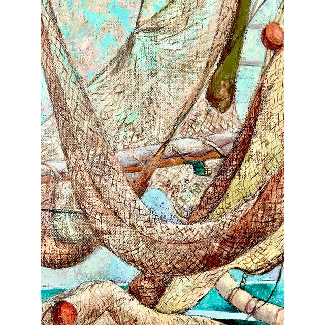 Fishing Nets by Listed, 20th C. American Artist, Elizabeth Saltonstall, Signed & Framed For Sale - Image 9 of 12