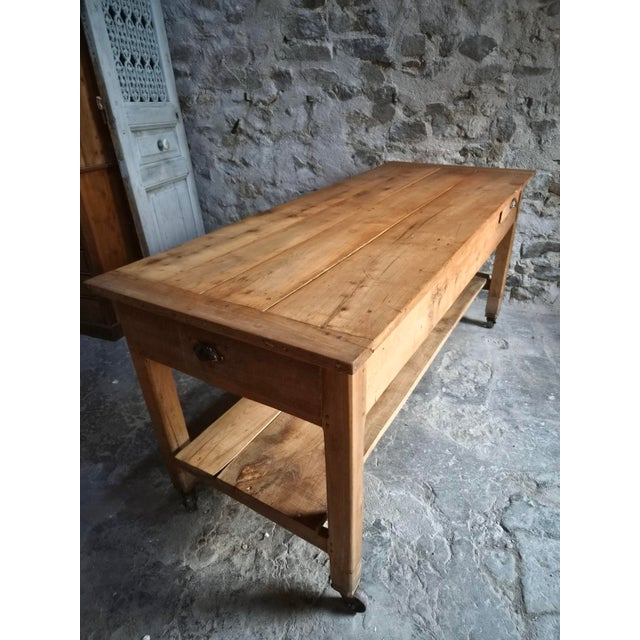 Antique Cherry Wood Kitchen Island Work Table with Drawers, 1890s For Sale - Image 13 of 18